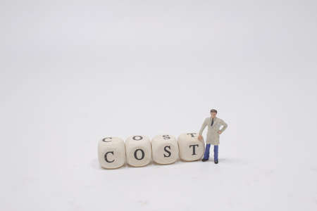 the fun of figure with the cost wood cubeの写真素材