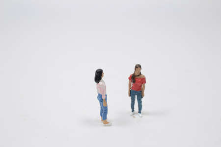 the fun of mini figure on the white boardの写真素材