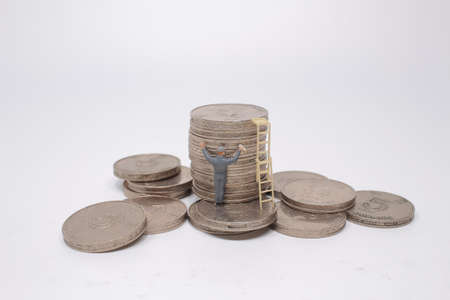 a worker mini figure toy clean the coins