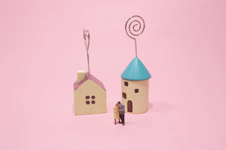 a mini of figure of lover on board. Sweet, miniature.の写真素材