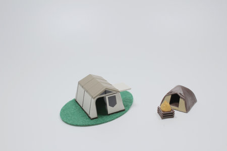 the scale of model camp on the boardの写真素材