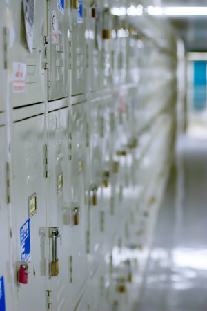 Locker in the School with blurred background.