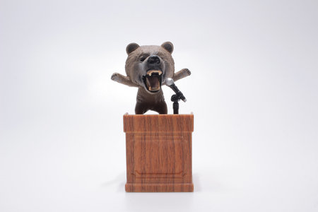 the scale animal on the court stage, the desk with Micの写真素材
