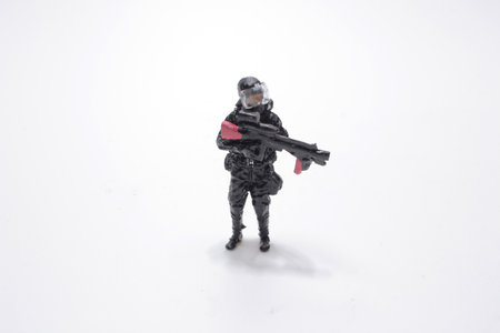 Plastic toy soldier, a mini Policemen Standingの写真素材