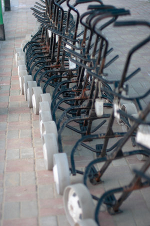 Closeup focus shot of a Golf Cartsの写真素材