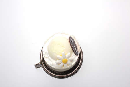 the yogurt mousse cake at the white boardの写真素材