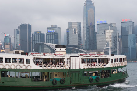 a Ferry boat at Victoria Harbor of Hong Kong 30 March 2007のeditorial素材