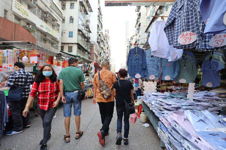 1 Nov 2020 the Street Market, Fuk Wing street, Sham Shui Po hkのeditorial素材