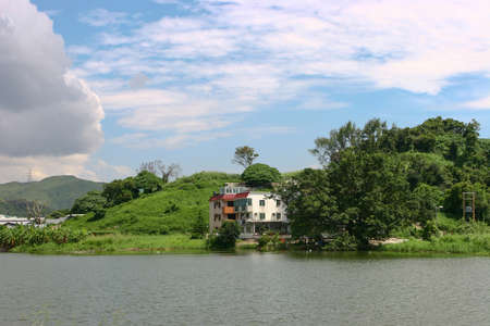 2 July 2005 the fish pond at Nam Sang Wai Hong Kongのeditorial素材
