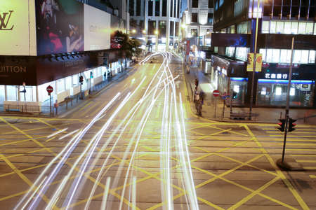 21 Oct 2005 the cross of Pedder Street, night view at central, hkの写真素材