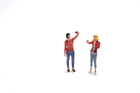 the figure Woman Taking Selfie, enjoying the travelの写真素材