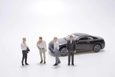 a Tiny small business figure with carの写真素材