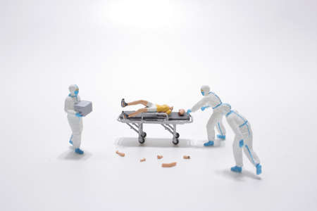 Paramedics providing first aid, the figure was deadの写真素材