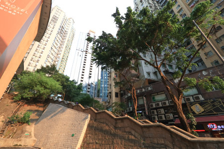 2 April 2021 the stone stair at LAU SIN STREET, hong kongの写真素材