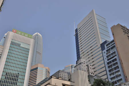 26 March 2021 Low angle view of skyscrapers. Looking up perspective. Bottom view of modern...