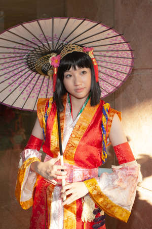 the Japan anime cosplay, portrait of cosplay isolated 29 July 2007のeditorial素材