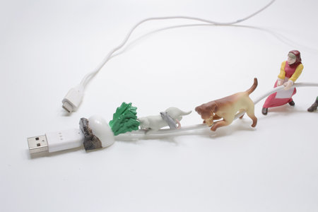 the group of figure put the cable Together