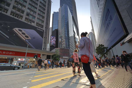 26 March 2021 Crowded people in Causeway bay at afternoon