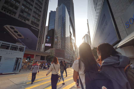 26 March 2021 Crowded people in Causeway bay at afternoonのeditorial素材