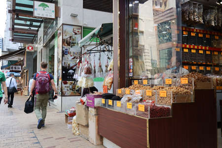 26 March 2021 A traditional store of dry sea food in Sai Ying Punのeditorial素材