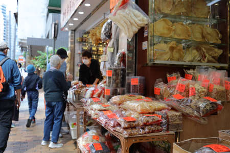 26 March 2021 A traditional store of dry sea food in Sai Ying Punのeditorial素材