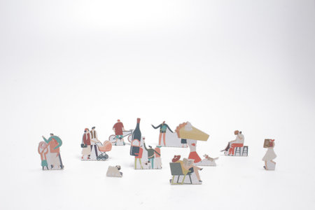 the mini of Paper doll of citylife at white board