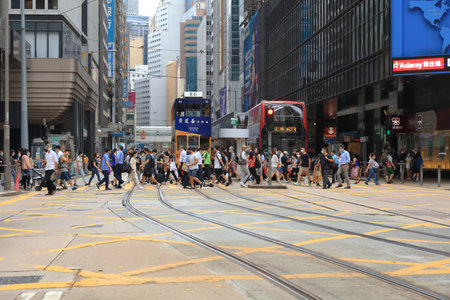 18 May 2021 Busy Street Scene on after work at Des Voeux Road Central