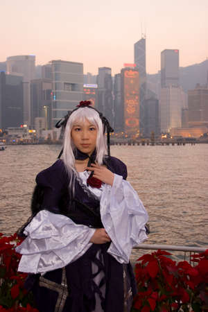 26 Dec 2005 Portrait of Japan anime cosplay woman at partyのeditorial素材