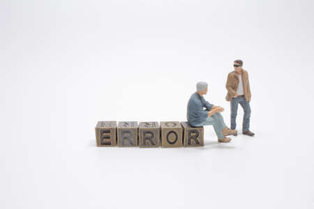 the Error-cube with letters, sign with metal cubes with figureの写真素材
