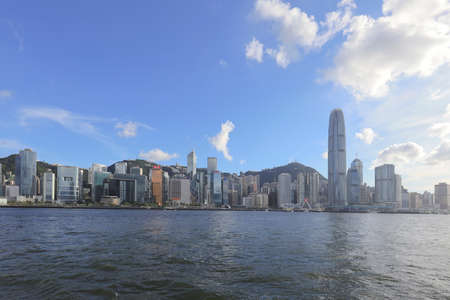 10 July 2021 HK famous landmarks, Skyscraper Buildings and Business Financial Districtのeditorial素材