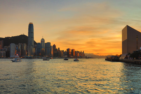 10 July 2021 Urban Skyline and Architectural Landscape Nightscape in Hong Kong.のeditorial素材