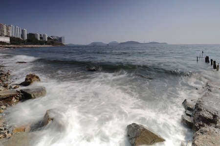 view of Sandy Bay Swimming Shed, hong kongの写真素材