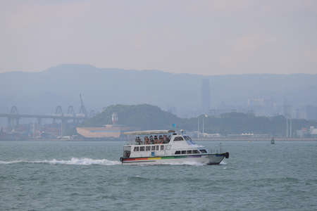 High speed water jet passenger nautical vessel moving fast 1 Oct 2020のeditorial素材