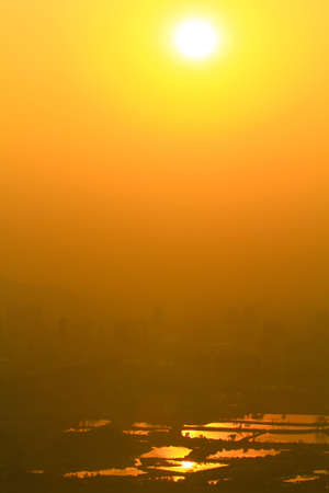 view at Kai Kung Leng, fish pond of Nam Sang Wai, Yuen Longの写真素材