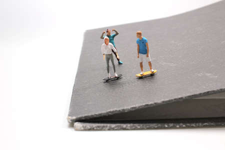 a mini of figure play the Skateboard on Box Fileの写真素材