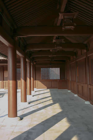 26 Dec 2004 the Chinese Porch at the zen gardenのeditorial素材