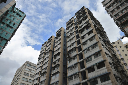 15 Aug 2021 the tenement buildings at To Kwa Wanの写真素材