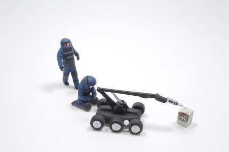 mini Police Swat Team Officers Using a Mechanical Robot Unit