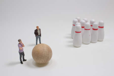 the mini of figure with the bowling gameの写真素材