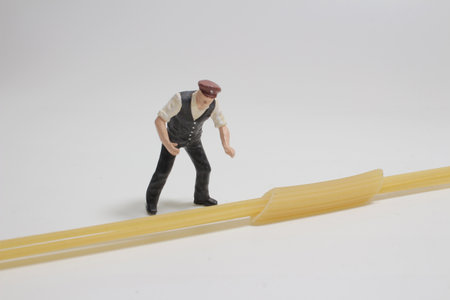 the mini of worker figure with the Raw italian penneの写真素材