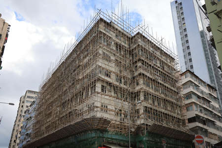 15 Aug 2021 the old tenement buildings or tong lau at To Kwa Wanのeditorial素材