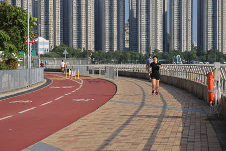 the landscape Tsuen Wan Waterfront Promenade, 9 Sept 2021のeditorial素材