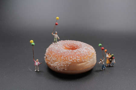 happy children of boys and girls on the Donutsの写真素材