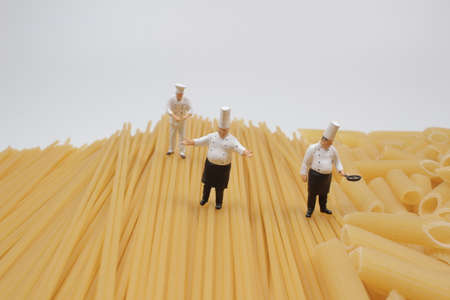 a Spaghetti pasta with the chef figureの写真素材