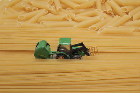 the mini Tractor on the Spaghetti pastaの写真素材