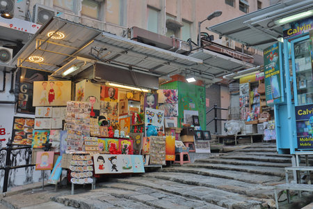 Hong Kong Stone Slab Street aka Pottinger Street. 14 Sept 2020のeditorial素材