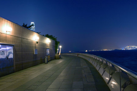 Hong Kong victoria harbor at night from Wan Chai District. 30 Nov 2007のeditorial素材
