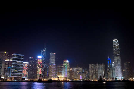 Hong Kong victoria harbor at night from Wan Chai District. 30 Nov 2007