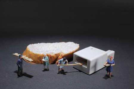 a experienced mini chef in a professional kitchen prepares Baking