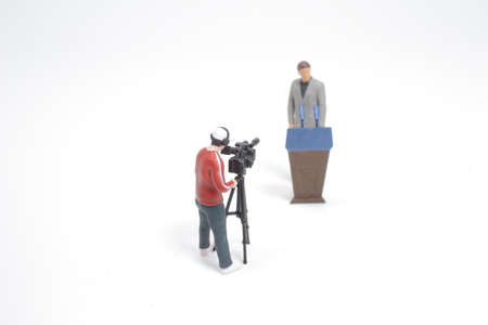 the Press Conference with the mini Spokesperson figureの写真素材